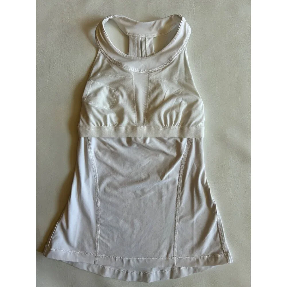 Lululemon Womens XS White Racerback Compression Tank Top Built in Bra - Picture 7 of 8
